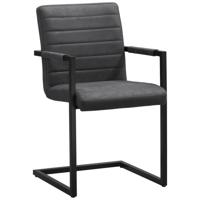 Leen Bakker - Eetkamerstoel Lizzy - Met Armleuningen - Antraciet - Metaal/Polyester - Grijs - 60.5x50.5x86.5 Cm