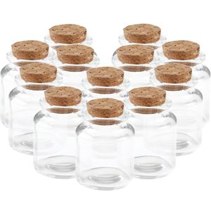 16x Mini glazen flesjes/potjes 5 x 6 met kurk dop