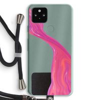 Paarse stroom: Pixel 5a 5G Transparant Hoesje met koord