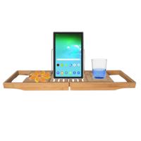 Badplank/badrek - bamboe hout - uitschuifbaar - 70-105 x 22 cm - houder voor in bad Badplank/badrek - bamboe hout - uitschuifbaar - 70-105 x 22 cm - houder voor in bad