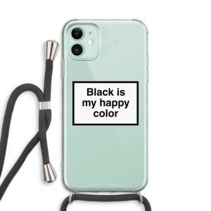 Black is my happy color: iPhone 11 Transparant Hoesje met koord