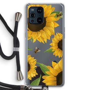 Sunflower and bees: Oppo Find X3 Pro Transparant Hoesje met koord