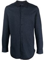 Brioni chemise en jersey à boutonnière - Bleu
