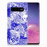 Silicone Back Case Samsung Galaxy S10 Angel Skull Blauw - thumbnail