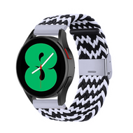 Braided nylon bandje - Zwart / wit - Samsung Galaxy watch 7 - 40mm / 44mm - thumbnail