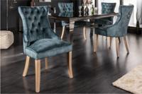 Elegante stoel CASTLE petrol fluweel landelijke stijl met comfort handvat - 40470