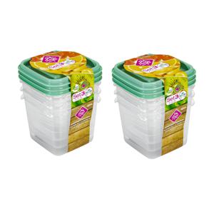 Vershoudbakjes Hega - set van 6x stuks - 0.3 liter - transparant/groen - L8 x B8 x H11 cm