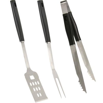 BBQ/barbecue gereedschap - set 3-delig - RVS - tang - vork - spatel
