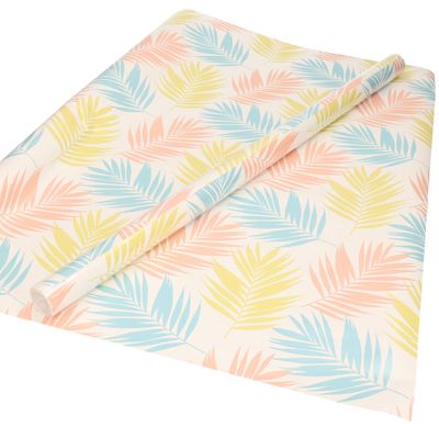1x Inpakpapier/cadeaupapier wit met gekleurde blaadjes print 200 x 70 cm rol   -