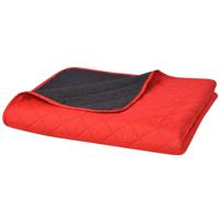 Dubbelzijdige quilt bedsprei rood en zwart 230x260 cm - thumbnail