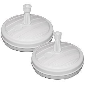 Set van 2x ronde parasolvoet wit 42 cm 13 liter