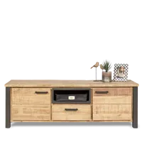 TV dressoir (150cm) Steelwood - Seasoned Brown/Metaal Zwart - thumbnail