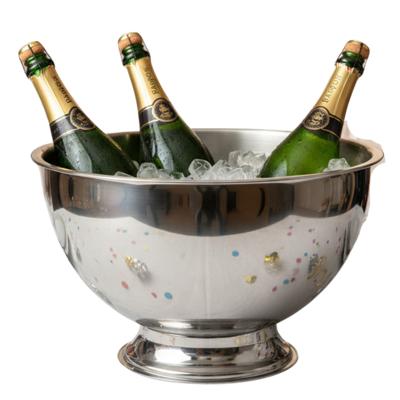 Excellent Houseware Champagnekoeler - op voet - zilver - rvs - 30 x 19 cm