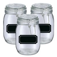 Weckpotten/inmaakpotten - 4x - 1L - glas - met beugelsluiting - incl. etiketten - Weckpotten - thumbnail