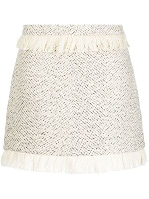 Kimhekim minijupe en tweed à franges - Tons neutres