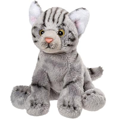 Suki Gifts Pluche kat knuffel - grijs - 12 cm - poes - katten
