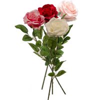 4x Gekleurde rozen Marleen bloemen kunsttakken 63 cm - Kunstbloemen