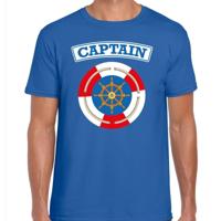 Kapitein / captain verkleed t-shirt - blauw - voor heren - carnaval kleding