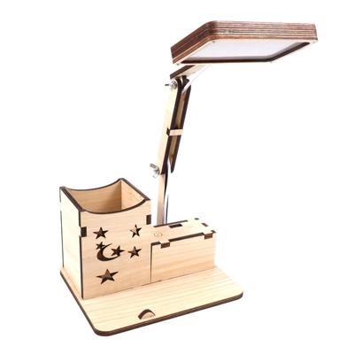 Houten multifunctionele touch USB pennenhouder bureaulamp student Desktop opladen Lees lamp LED oog bescherming tafel lamp stijl: USB opladen ingebou