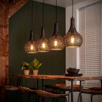 Hanglamp Goran Kegel, 4-lamps - Zwart bruin