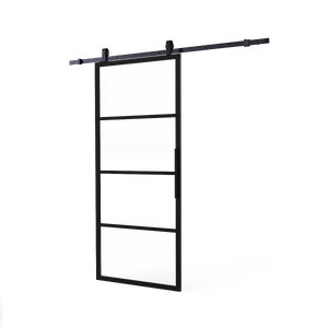 Intersteel DIY-schuifdeur Cubo zwart incl. transparant glas 2150x980x28mm + zwart schuifdeursysteem Basic Top