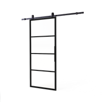 Intersteel DIY-schuifdeur Cubo zwart incl. transparant glas 2150x980x28mm + zwart schuifdeursysteem Basic Top - thumbnail