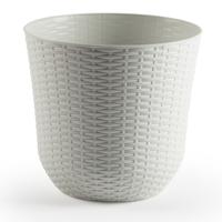 PlasticForte Plantenpot - ivoor wit - D32,5xH30,5 cm - rotan kunststof - bloempot