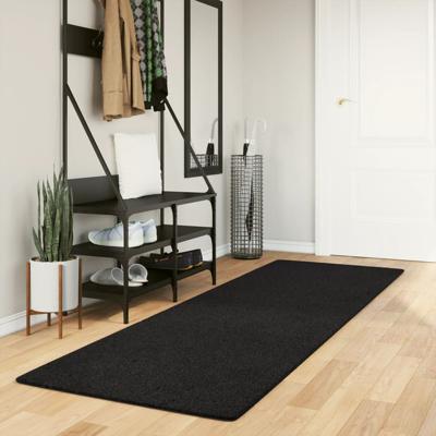 VidaXL Vloerkleed huarte laagpolig zacht wasbaar 80x250 cm zwart