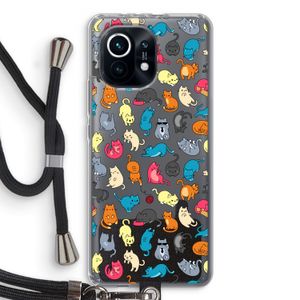 Kleurrijke katten: Xiaomi Mi 11 Transparant Hoesje met koord