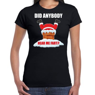 Fun Kerstshirt / outfit Did anybody hear my fart zwart voor dames Fun Kerstshirt / outfit Did anybody hear my fart zwart voor dames