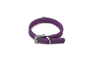 Beeztees buffalo - halsband hond - leer - paars - 17-21 cm