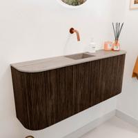 Toiletmeubel Mondiaz Joya Dlux | 103.2 cm | Meubelkleur Walnut | Faye wastafel Saba Wasbak Midden | Zonder kraangat(en)