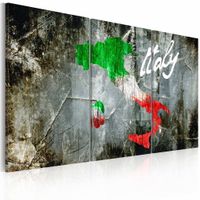Schilderij - Artistieke kaart van Italië, 3luik , multikleur , premium print op canvas