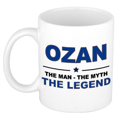 Ozan cadeau mok - man myth legend - naam koffiemok / beker - wit en blauw - 300 ml