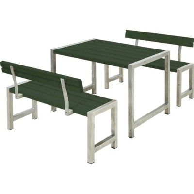 Tuinset Industrieel Café Groen 2 Rugleuningen