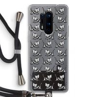 Zwarte poes: OnePlus 8 Pro Transparant Hoesje met koord