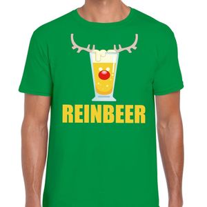 Foute Kerst t-shirt Reinbeer groen voor heren