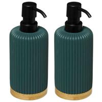 5Five Zeeppompje/dispenser - 2x - kunststeen - groen - 270 ml - navulbaar - toilet/badkamer/toilet
