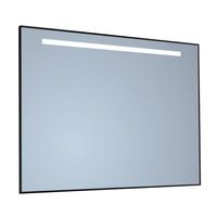 Spiegel Sanicare Q-Mirrors 85x70 cm Vierkant Met Aan De Bovenkant LED Warm White, Omlijsting Mat Zwart incl. ophangmateriaal Met Afstandsbediening - thumbnail