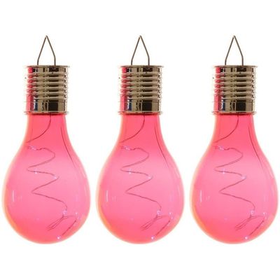 3x Buiten LED rode lampbolletjes solar verlichting 14 cm