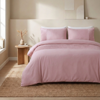 Dekbedovertrek Velvet Band - Roze - Tweepersoons (200x200 Cm) - Roze Microvezel - Effen - Sleeptime - Dekbed-Discounter.nl