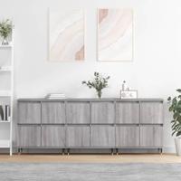 Dressoirs 3 st bewerkt hout grijs sonoma eikenkleurig