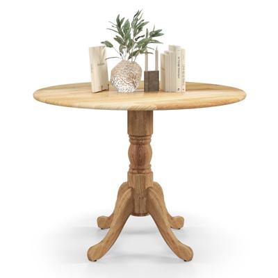 100 cm Ronde Eettafel voor 4 Keuken Tafel van Rubberhout met Voet Moderne Recreatietafel voor Eetkamer Natuur 100 cm Ronde Eettafel voor 4 Keuken Tafel van Rubberhout met Voet Moderne Recreatietafel voor Eetkamer Natuur