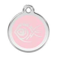 Tribal Fish Pink roestvrijstalen hondenpenning large/groot dia. 3,8 cm - Reddingo