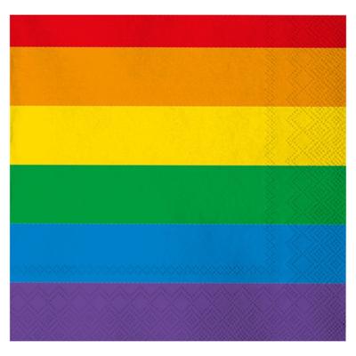 Servetten regenboog - 20x stuks - gekleurd - 33 x 33 cm - regenboog kleuren
