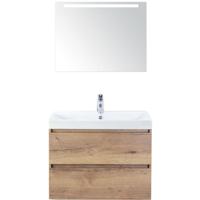 Maxx XL Badmeubelset 80 cm - Natuur Eiken - Wastafel Just 1 Kraangat met LED Spiegel
