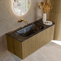 Badmeubel Mondiaz Kurve-Dlux | 115 cm cm | Meubelkleur Dusk | Wastafelkleur Lava | Solid surface | Wasbak links zijde spoelbak | Zonder kraangat(en)