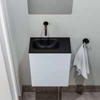 Zaro Polly toiletmeubel 40cm clay met zwarte wastafel zonder kraangat links - thumbnail