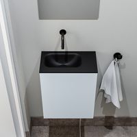 Zaro Polly toiletmeubel 40cm clay met zwarte wastafel zonder kraangat links