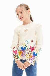 T-shirt met harten en cut-outs